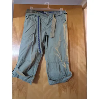 Photo of Vintage Y2K Route 66 Olive Green Cargo Capri Pants Floral Belt Size 9/10