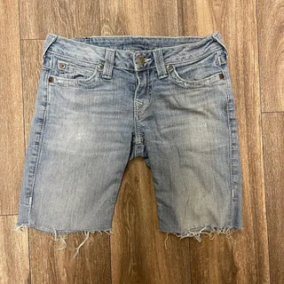 Photo of True Religion Cut Off Bermuda Jean Shorts Size 27