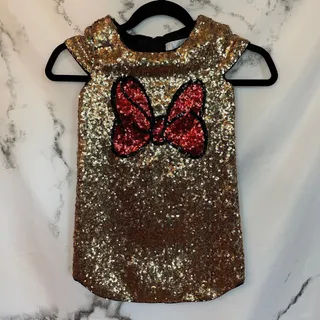 Photo of Disney Minnie Mouse Gold Sequin Dress Girls Size 4