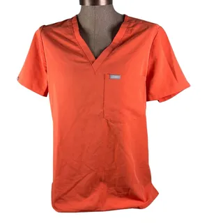 Photo of FIGS Technical Collection Catarina Scrub Top Women Small Orange FW1000 V-Neck