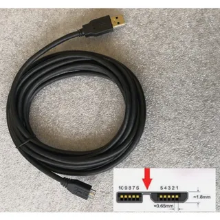 Photo of Micro B USB Cable. 10ft Black. for Hard Drive. USB 3.0 Male Type A