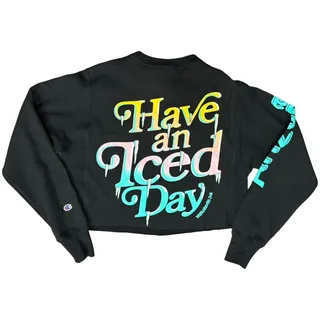 Photo of Arizona Iced Tea Black Have An Iced Day Cropped Crew Neck Sweatshirt size S