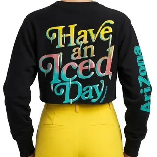 Photo of Arizona Iced Tea Black Have An Iced Day Cropped Crew Neck Sweatshirt size S