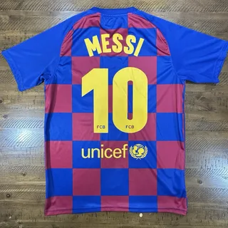 Photo of FC Barcelona Lionel Messi Home Jersey Mens Small Checker Original FCB