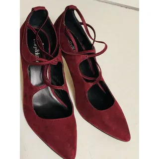 Photo of Kelly & Katie Women's 9 Burgundy Suede Thin Crossover Strap Heels