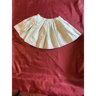 Photo of Girls Skirt 5/6 Mint Green Striped Embroidered Daisy Elastic Waist Full Circle