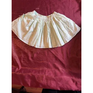 Photo of Girls Skirt 5/6 Mint Green Striped Embroidered Daisy Elastic Waist Full Circle