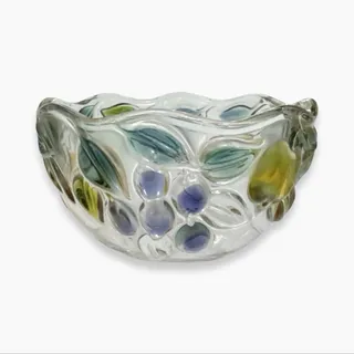 Photo of Vintage Mikasa Garden Harvest Clear Glass Fruit Bowl Embossed 3D Fruit 6”