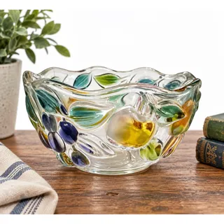 Photo of Vintage Mikasa Garden Harvest Clear Glass Fruit Bowl Embossed 3D Fruit 6”