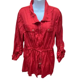 Photo of Chico's Utility Jacket Women's Size Large (Chicos 2) Orange Lightweight Zipper