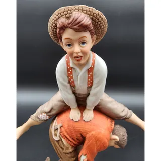 Photo of 1981 Norman Rockwell Leap Frog Figurine Dave Grossman Ltd Ed 975/1000 Japan