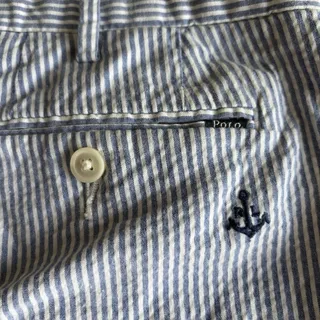 Photo of Polo Ralph Lauren Shorts Men's Size 34 Seersucker Blue White Anchors Inseam 9"