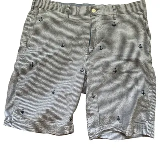 Photo of Polo Ralph Lauren Shorts Men's Size 34 Seersucker Blue White Anchors Inseam 9"
