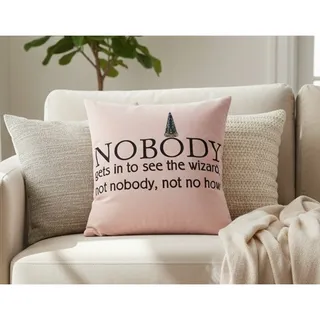 Photo of Wizard of Oz Pink Throw Pillow 18x18 Nobody Gets In To See The Wizard 
