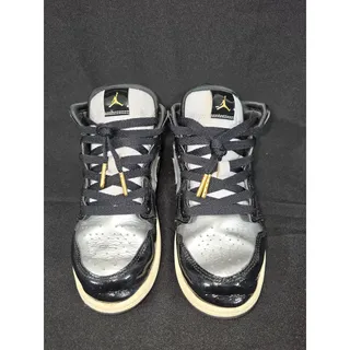 Photo of Nike Air Jordan 1 Mid Special Edition Black Metallic Silver Kids Size 3Y