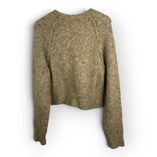 Photo of American Eagle Bow Brown Fuzzy Cable Knit Cropped Sweater Cottagecore Academia M