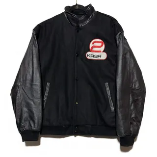 Photo of KASA-2 Fox News Television Mens L Black Snap Front Wool Blend & Leather Jacket