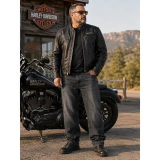 Photo of Harley-Davidson Men’s Jeans 40x32 Black Wash Denim Straight Leg Motorcycle Biker
