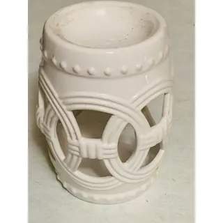 Photo of Vintage Ceramic Wax Melt Warmer Double Linked Ring Tea Light Candle Holder 4.25"