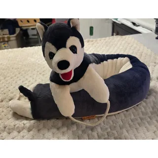 Photo of Glamouric Husky Dog Door Draft Stopper 42 Inch Plush Gray White Hanging Loops