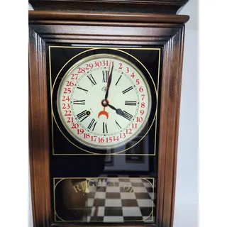 Photo of Vintage Elgin Regulator 31 Day Clock Wood Case Brass Pendulum Chimes w/ Key 