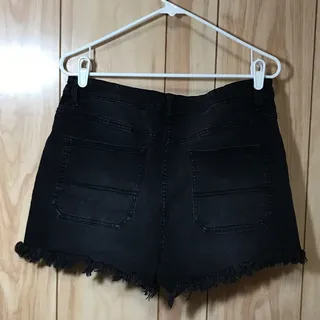 Photo of No Boundaries Black Denim Shorts Juniors 17 High Rise Button Fly Distressed Y2K