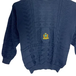 Photo of Vtg 90s Blarney Castle Ireland Sweater Men's Size XL Navy Blue Wool Blend Crest 
