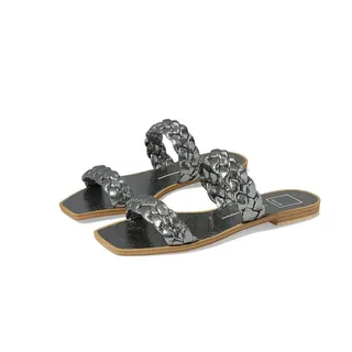Photo of NWT Dolce Vita Indy Graphite Metallic Stella Silver Sandal Flat. Size 9.5.
