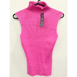 Photo of NWT Hot Pink Sleeveless Sweater Turtleneck Size L