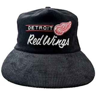 Photo of Vintage NHL Detroit Red Wings Black Corduroy Snapback Hat Excellent Condition