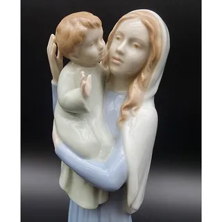 Photo of Vintage 1985 RR Roman Valencia Mary & Baby Jesus Porcelain Figurine Japan 10.25"