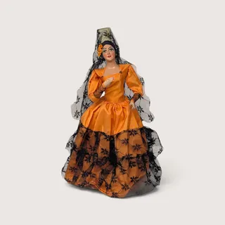 Photo of Vintage Spanish Senorita Doll in Orange Dress and Black Lace Mantilla