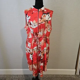 Photo of SHEIN Curve Swimsuit Cover Sundress Women Zipper Collar Drawstring Waist 1X