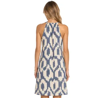 Photo of Ralph Lauren Blue Cream Ikat Print Cotton Shift Dress EUC Size 4