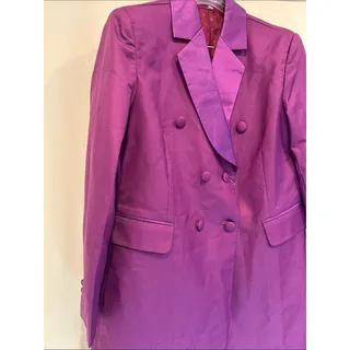 Photo of Purple Double-Breasted Women's long line Blazer Coat jacket XL new w tags