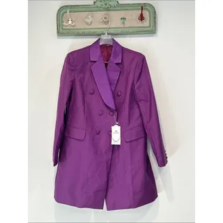 Photo of Purple Double-Breasted Women's long line Blazer Coat jacket XL new w tags