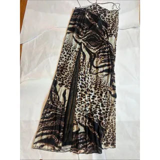 Photo of Dolls Kill Generation Kiss lepoard tiger mesh cutout belly chain maxi dress larg
