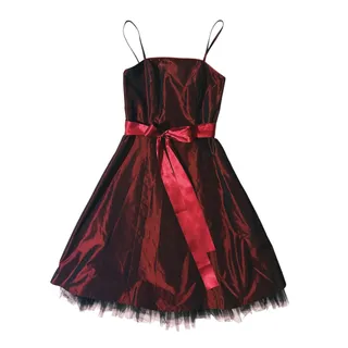 Photo of Vintage 90s Womens Satin Bow Tulle Mini Dress Size 4 Red Romantic Goth Y2K Event