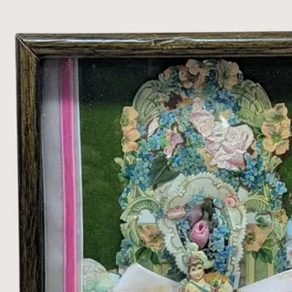 Photo of Vintage Framed Valentine Shadow Box Collage Art
