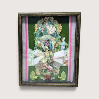 Photo of Vintage Framed Valentine Shadow Box Collage Art