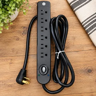 Photo of GE 6-Outlet Surge Protector Power Strip with Long Cord & Indicator Lights Black