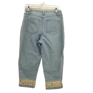 Photo of Christopher & Banks Cropped Jeans Womens 4 Blue Denim Embellished Hem Y2K Capri