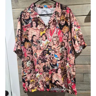 Photo of WWE Wrestling Scrub Top Large - Hulk Hogan, Randy Savage, Ric Flair -Garment One