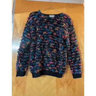 Photo of Vintage Lilly of California Shag Fringe Knit Sweater Small Wool Blend