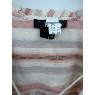 Photo of PAIGE Cristina Dress Ecru Multi Striped Smocked Ruffle Tiered Mini Large Flutter
