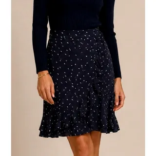 Photo of Jigsaw Chiffon Polka Dot Dash Ruffle Midi Skirt Size 4 Black Preppy Quiet Luxury