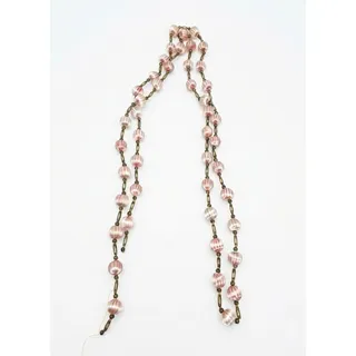 Photo of Vintage Mid-Century Satin Wrapped & Mercury Glass Bead Christmas Tree Garland 7.5ft