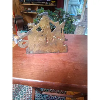 Photo of Vtg Painted Cast Iron Doorstop Sailing Ship (4148))