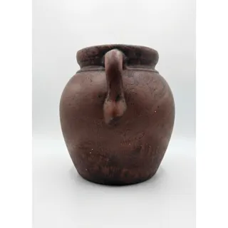 Photo of Antique 19th Century One Handle Brown Stoneware Bean Pot 