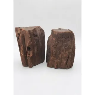 Photo of Mid Century Modern Petrified Wood Bookends Rough Edge Organic Brutalist Boho 